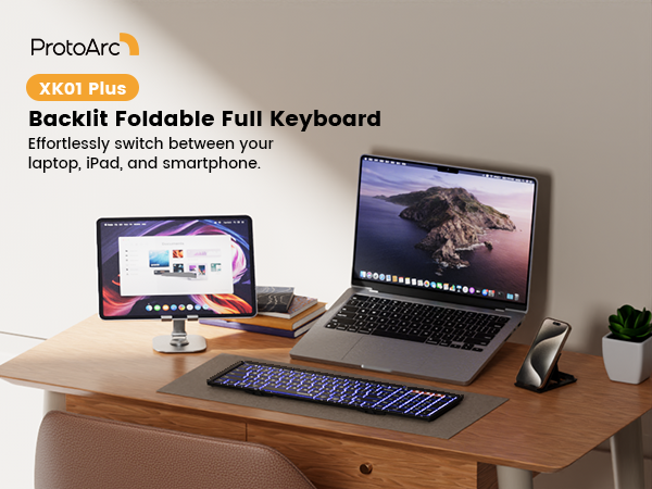 foldable backlit full keyboard black XK01 PLUS