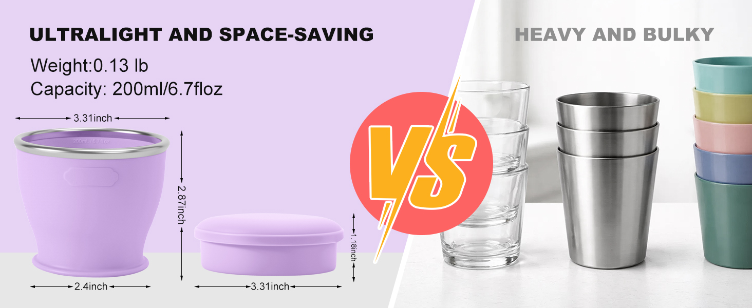 ultralight and space-saving design compared to normal bulky cups