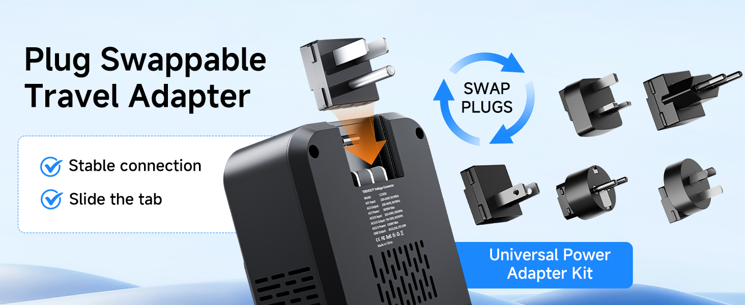 220v to 110v voltage converter for us to europe travel plug adapter power converter adapter combo