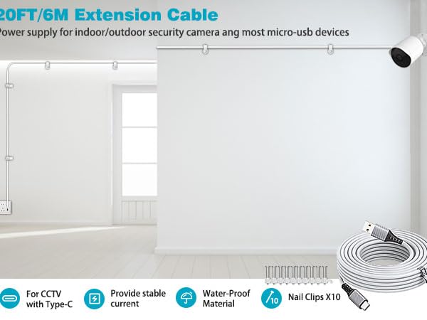 long usb C cable 20 ft