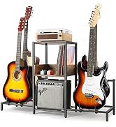 Guitar Stand 4-Tier for Acoustic, Electric Guitar, Bass, Guitar Rack Holder Floor Adjustable for ...