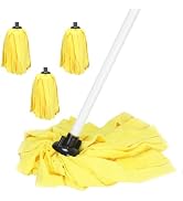Microfiber Cloth Mop for Floor Cleaning, One Dust String Mop Long Handle with 3 Head Replacement