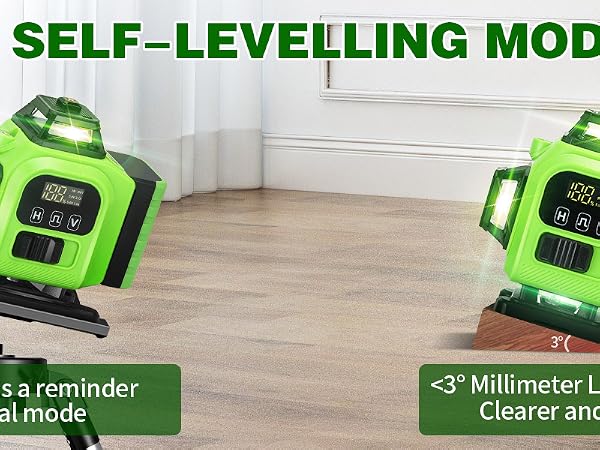 16 Line Laser Level 360 Self Leveling, 4x360°Professional 4D Green Cross Line 2 Batteries