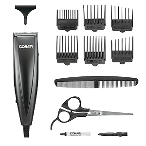 Conair hair cutter; Conair hair trimmer; home hair cutting kit; cordless hair trimmer