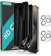 JDHDL [2+2] for iPhone 15 Pro Max Privacy Screen Protector (NOT Glass) with Tempered Glass Camera...