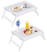 Asuthzon Bamboo Bed Tray Table with Foldable Legs, Breakfast in Bed Tray for Kitchen Serving Tray...