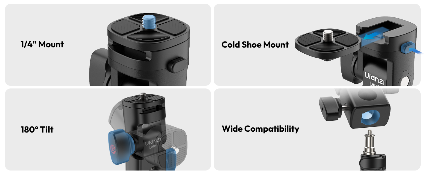 Quick Release Mounting Plate for Camera Monitor Ring Light