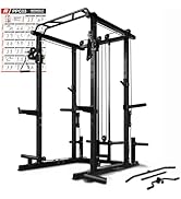 RitFit Multi-Function Squat Rack Power Cage PPC03 with Cable Crossover System, 1000LBS Capacity P...