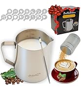 BellaVitas Milk Frothing Pitcher Set 20oz/600ml, 304 Stainless Steel Milk Frother Cup with Cocoa ...