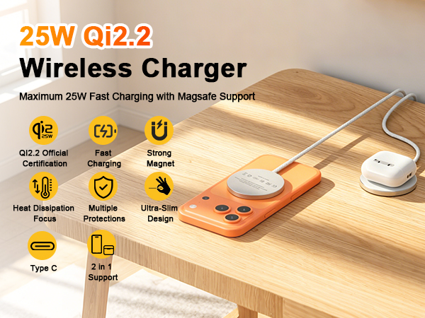 25w qi2.2 wireless charger fast charging iphone 17