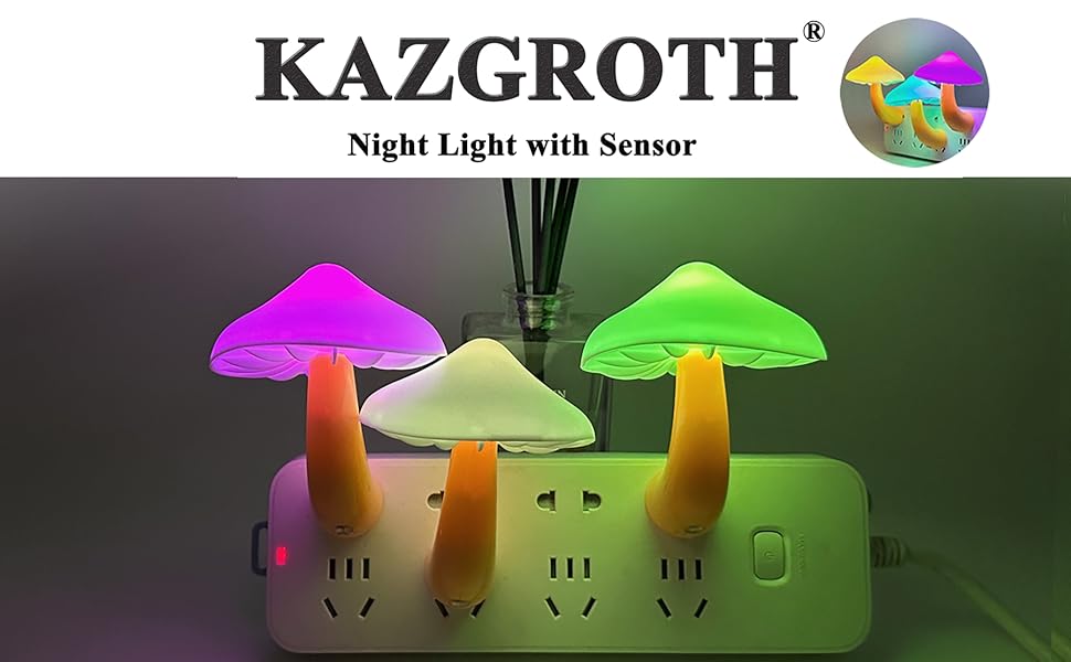 KAZGROTH Mushroom Night Light with Auto Dusk to Dawn Sensor for Home Decoration