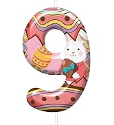 Easter Candles Number 9 Birthday Easter Eggs Bunny Candle for Cake Topper, Birthday Anniversary P...