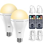 Brightown USB Rechargeable Light Bulb with Remote and Timer, Battery Emergency Light Bulbs for Ho...