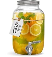 County Line Kitchen Sun Tea Glass Jar for Outside &amp; Fridge - Drink Dispenser &amp; Wide Mouth Mason J...