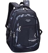 RBYGPL Boys Backpack Elementary Bookbag Waterproof Junior High School Bag Lightweight (Black)
