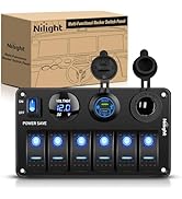 Nilight 6 Gang Rocker Switch Panel Waterproof Pre-Wired Aluminum Power Control Marine Panels with...
