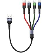 USAMS 2Pack Multi Charging Cable Nylon Braided Short 1FT 4 in 1 USB Charge Cord with Phone Type C...