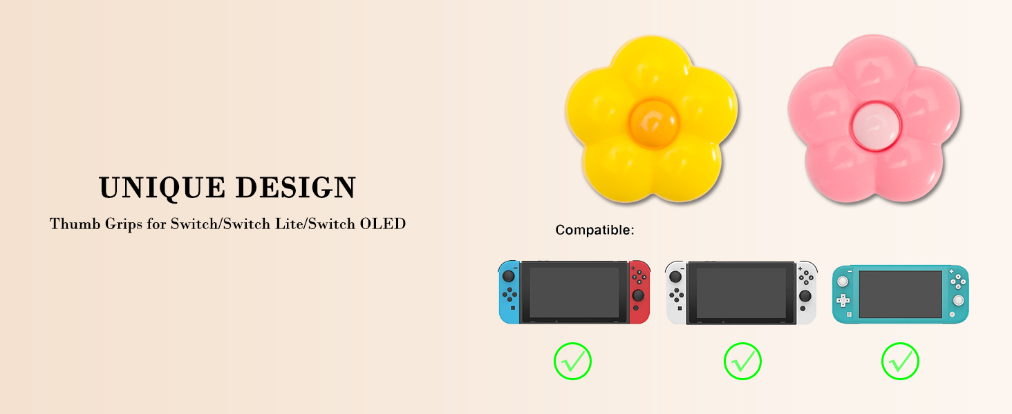 switch thumb grips caps joycon button covers flower yellow pink red purple