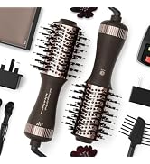 Travel Dual Voltage Hair Dryer Brush 4-in- 1,Portable Mini Hot Air Blow Dryer Straightener &amp; Curl...
