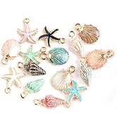 PurYupearl 20pcs Multicolour Mixed Alloy Metal Shell Pendant Conch starfish Charms for Jewelry Ma...