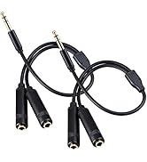 HOSONGIN 2 Pack 1/4 inch TRS Stereo Splitter Y Adapter 1.6ft, 1/4 Inch 6.35mm TRS Stereo Male Plu...