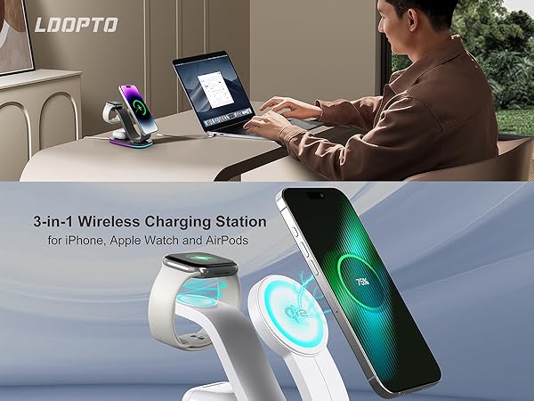 iphone charging station magsafe charger for airpods apple watch charger 3 in 1 charging station