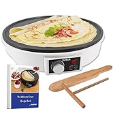 12" Electric Crepe Maker by StarBlue with FREE Recipes e-book and Wooden Spatula - Perfect for Cr...