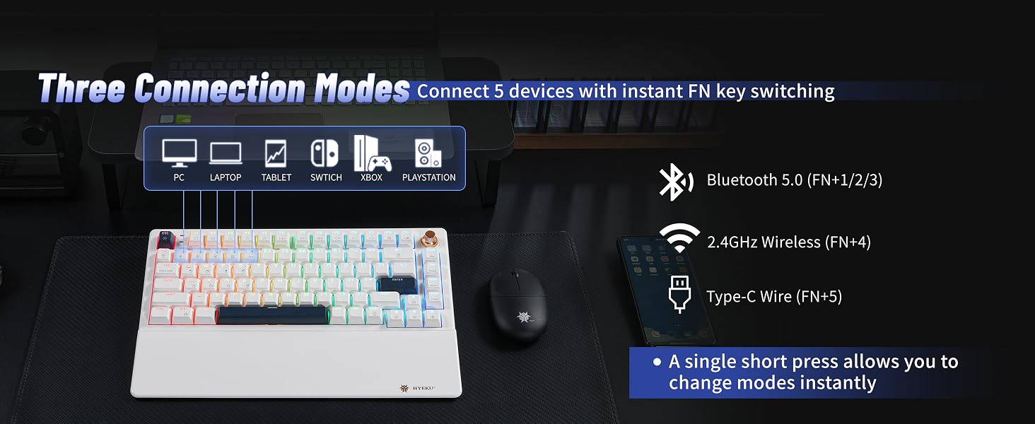 Connect 5 devices with instant FN key switching