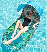 FindUWill Pool Floats with Canopy Adults - Extra Large Pool Float Lounger with Adjustable Backres...