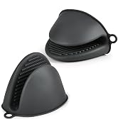 AUAUY 1 Pair Mini Silicone Oven Mitts, Heat Resistant Pot Holders Mitts, Cute Oven Pinch Grip Glo...