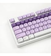 SUEHIODHY MOA Profile Keycaps, Cute PBT Keycaps, 135Keys Custom Round Keycap Set, Purple Dye-Subl...