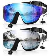 Zoomsnail Swim Goggles 2 Pack, Rimless Wide View Swimming Goggles for Adult, Anti-Fog UV Leaking ...