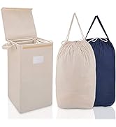 MCleanPin Laundry Hamper with Lid and 2 Removable Liners, 71 LCollapsible Dirty Clothes Hamper fo...