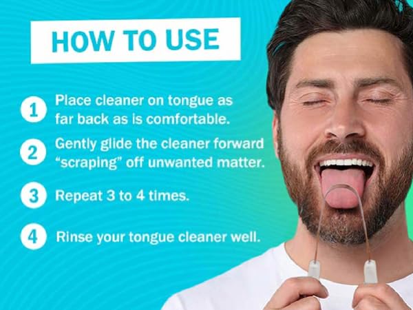 Tongue Cleaner for Adults, Kids, Helps Freshens Breath, Easy to Use Comfort Grip Handle, Comes with