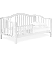 Dream On Me Austin Toddler Day Bed with Rails in White, Low to Floor Toddler Day Bed, Greenguard ...