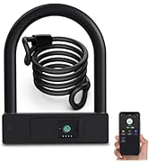 Fingerprint Bike U Lock with 5ft Security Steel Cable, Anweller Heavy Duty Anti Theft Bicycle Loc...