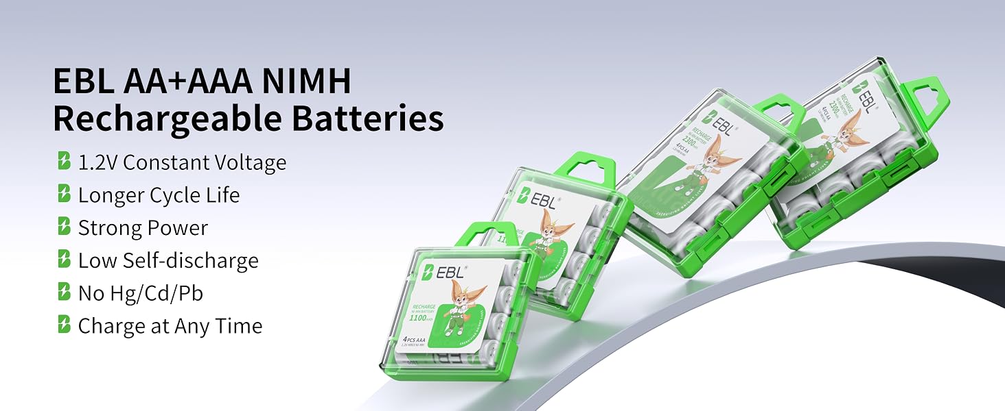 EBL AA 2300mAh (8 Pack) and AAA 1100mAh (8 Pack) Ni-MH Rechargeable Batteries
