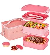 DaCool Adults Lunchbox Bento Box with Thermo Bag- 74 OZ All-in-One Stackable Lunch Box for Adults...
