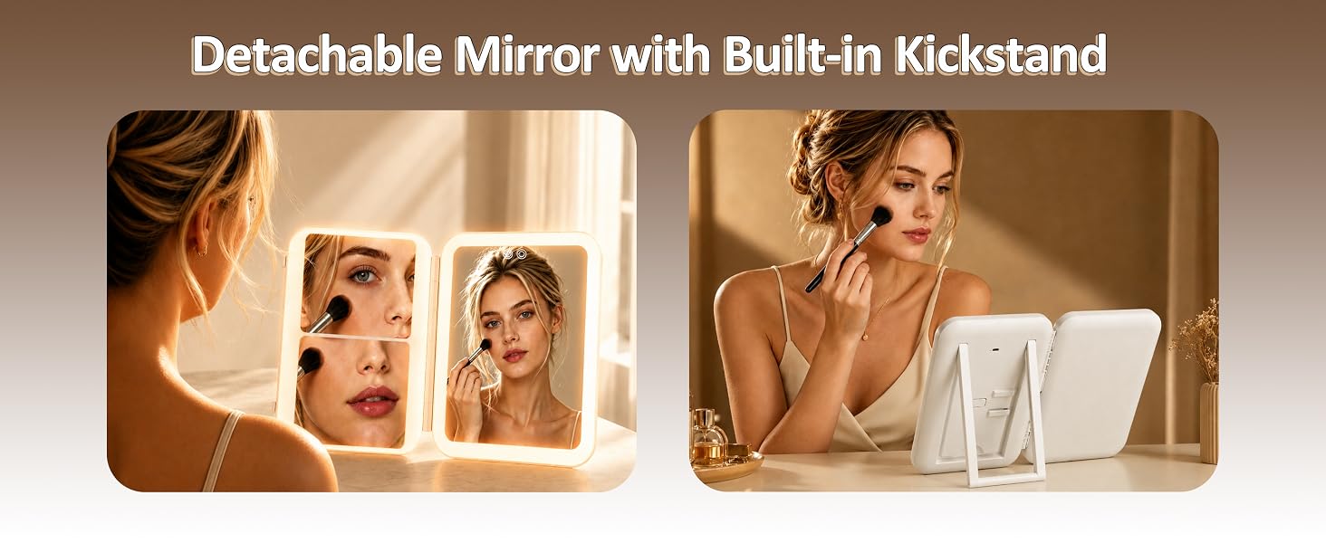 Detachable Mirror with Built-in Kickstand
