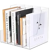 CiWiVOKi Vertical File Holder, Clear PET Desk Organizer and Storage Bins Holding for Magazines, B...
