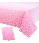 Kesfey 3 Packs Ombre Pink Tablecloth 54 x 108 Inch Gradient Pastel Pink Table Cloths Rectangle Di...