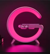 Smart LED Table Lamp with Wireless Charger, RGB Night Light, Bluetooth Speaker, Sunrise Alarm Clo...