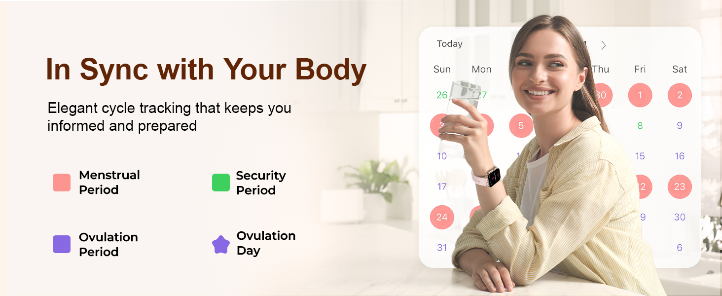 Menstrual Cycle and Ovulation Tracker Smartwatch for Women