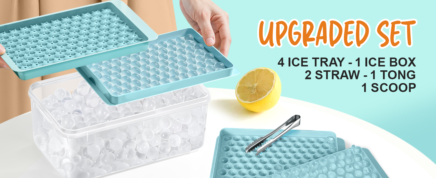 Mini Round Tiny Pebble Nugget Crushed Ice Cube Tray Freezer Ice Mold Ice Box Straw Bin Container 