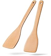 Hefild 2pcs Wooden Spatulas for Cooking, 13inch Coated Beech Wood Turners for Frying, Non-Scratch...