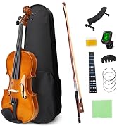 NANYI Size 1/2 beginner first violin Set, Natural Solid Wood Beginner Violin with Shoulder Rest, ...