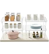STARLATTA Acrylic Cabinet Organizer Shelf,4 Pcs Stackable Kitchen Counter Shelves,Spice Rack,Coun...