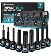 LIBRATON Impact Torx Bit Socket Set, 1/2" Drive, S2 Steel, 9PCS Impact Star Bit Socket Set (T30-T...