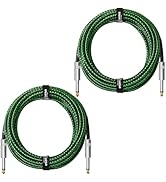 JoikYoik Guitar Cable 20ft 2-Pack, Tweed Cloth Braided Instrument Cable, 1/4 Inch Straight TS to ...