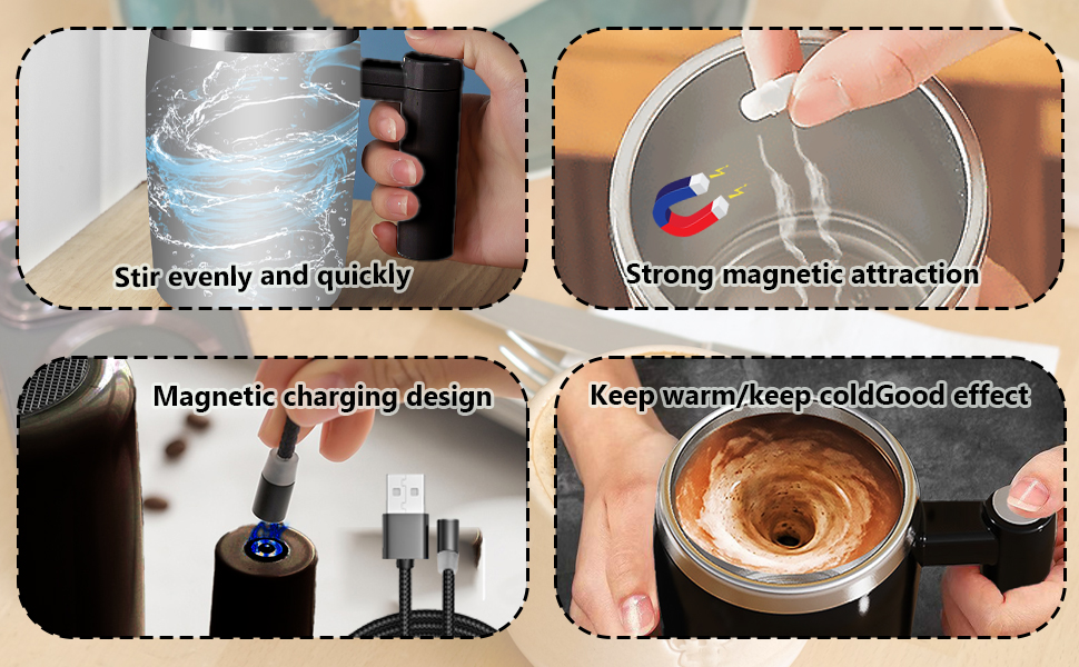 Self Stirring Coffee Mug,Rechargeable Auto Magnetic Coffee Mug